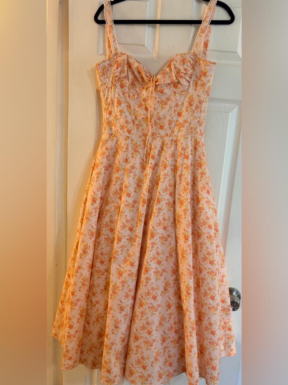 House of CB Pink Floral Midi Dress with Lace Straps - Picture 3 of 5